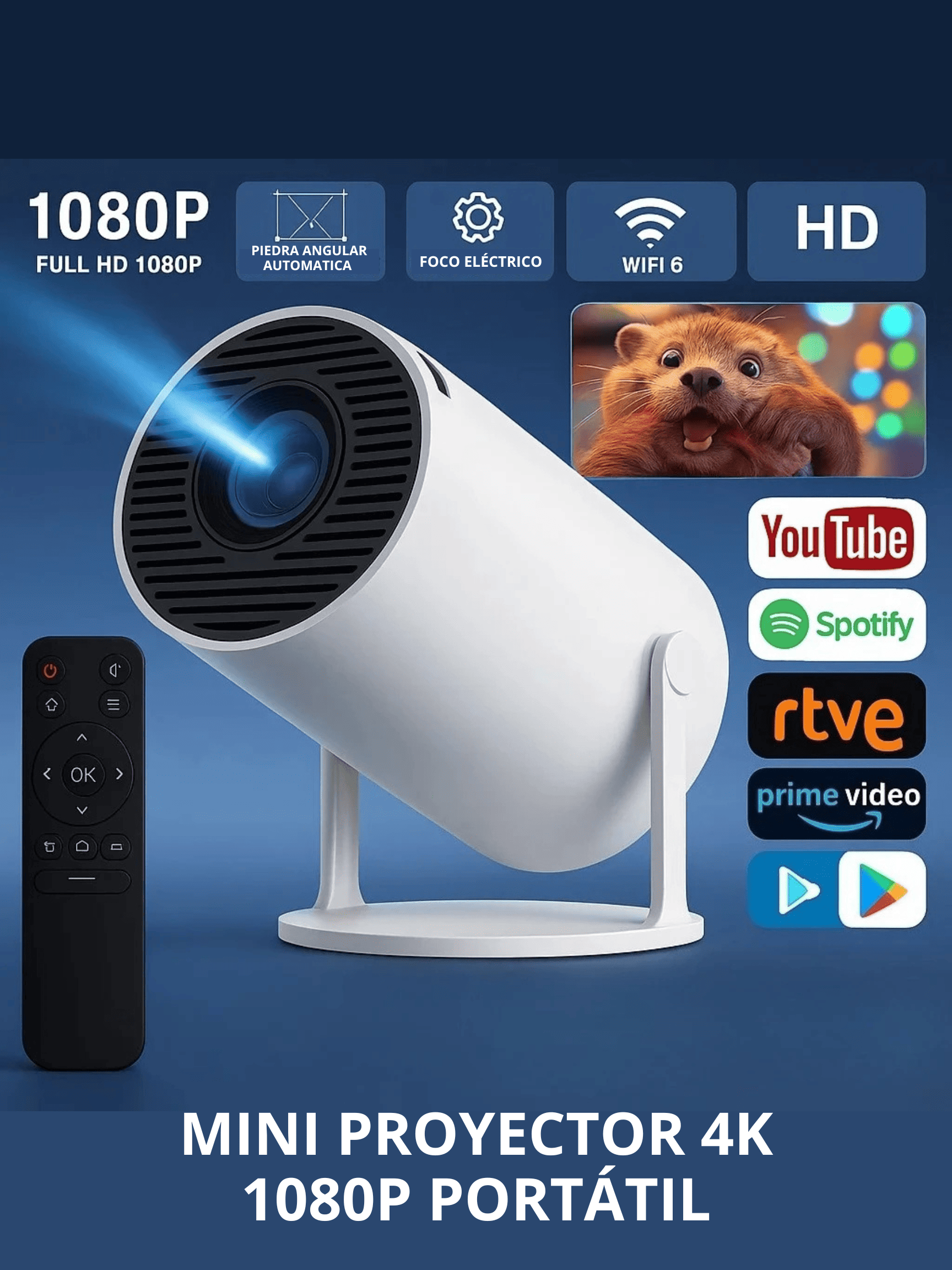 🎬 MINI PROYECTOR 4K 1080P PORTÁTIL