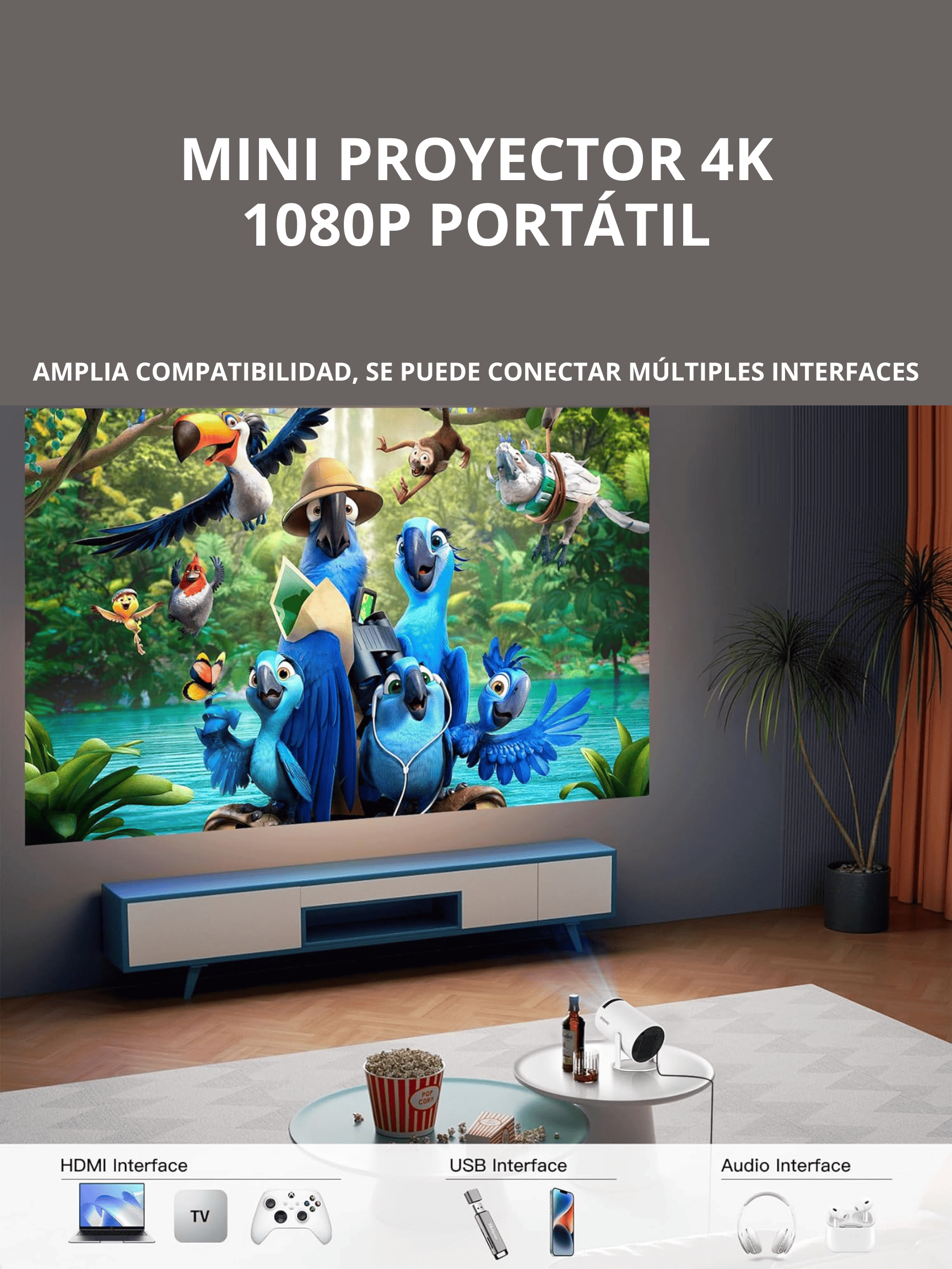 🎬 MINI PROYECTOR 4K 1080P PORTÁTIL