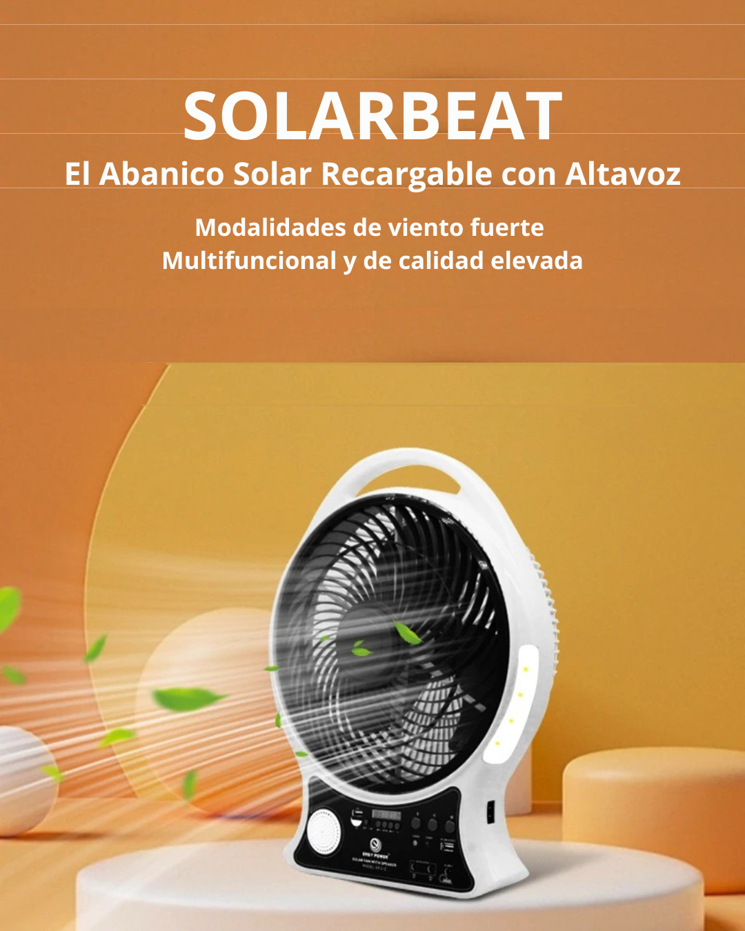 SolarBeat: El Abanico Solar Recargable con Altavoz