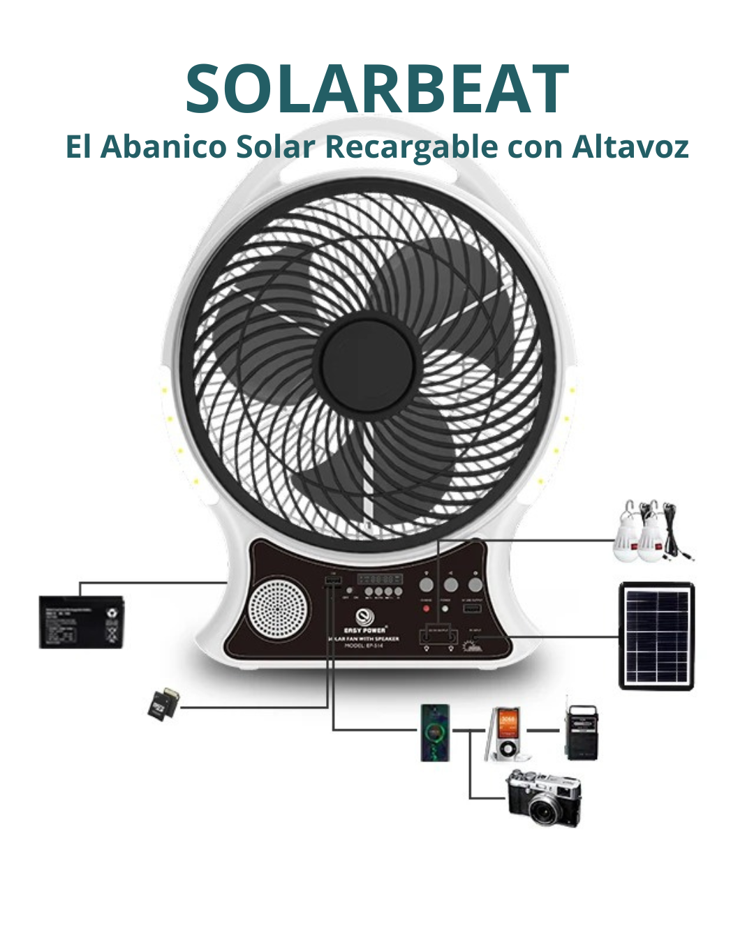 SolarBeat: El Abanico Solar Recargable con Altavoz