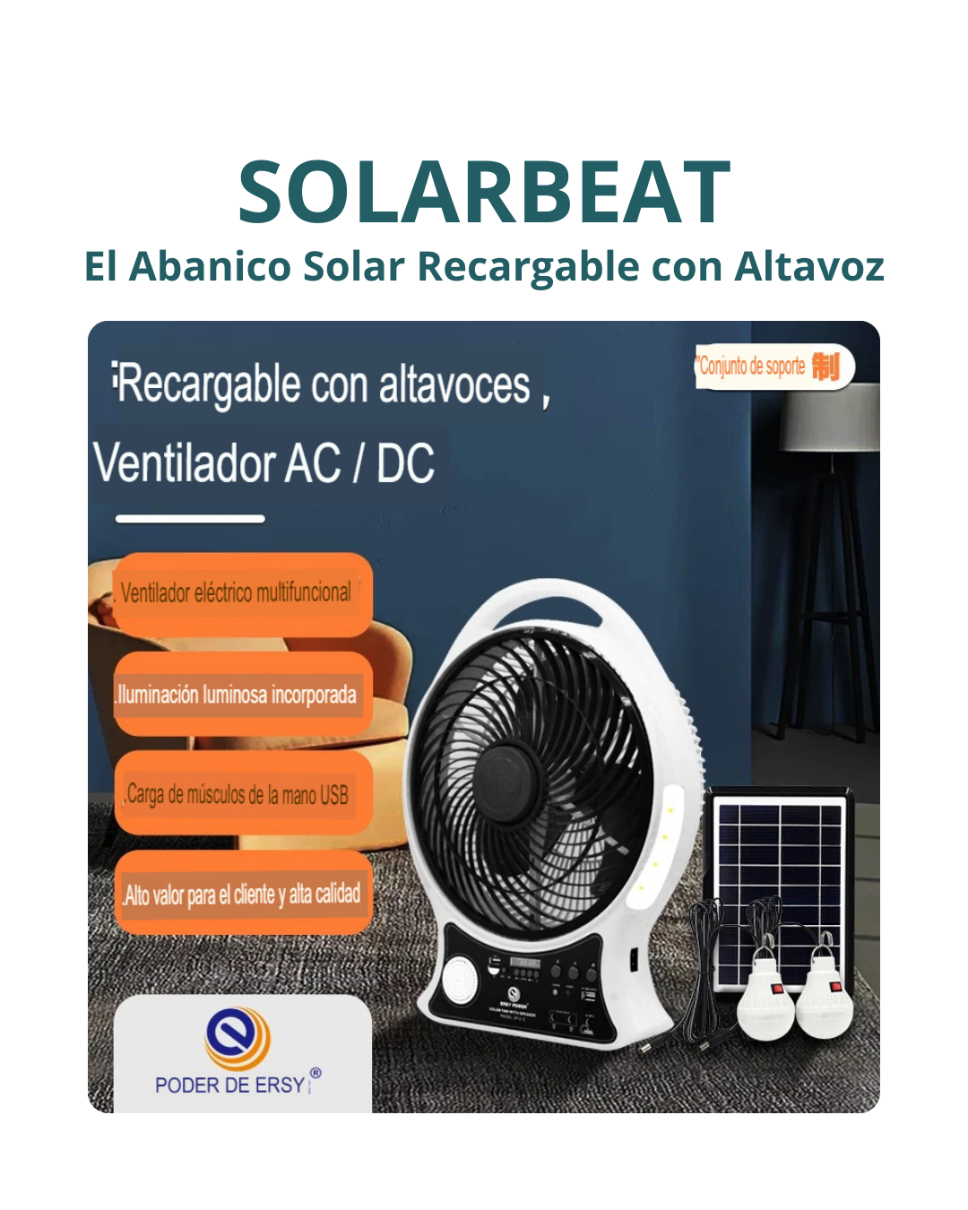 SolarBeat: El Abanico Solar Recargable con Altavoz