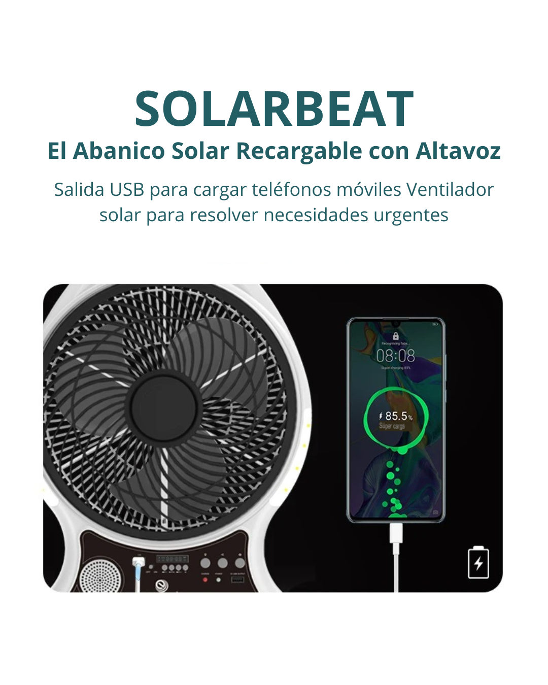 SolarBeat: El Abanico Solar Recargable con Altavoz