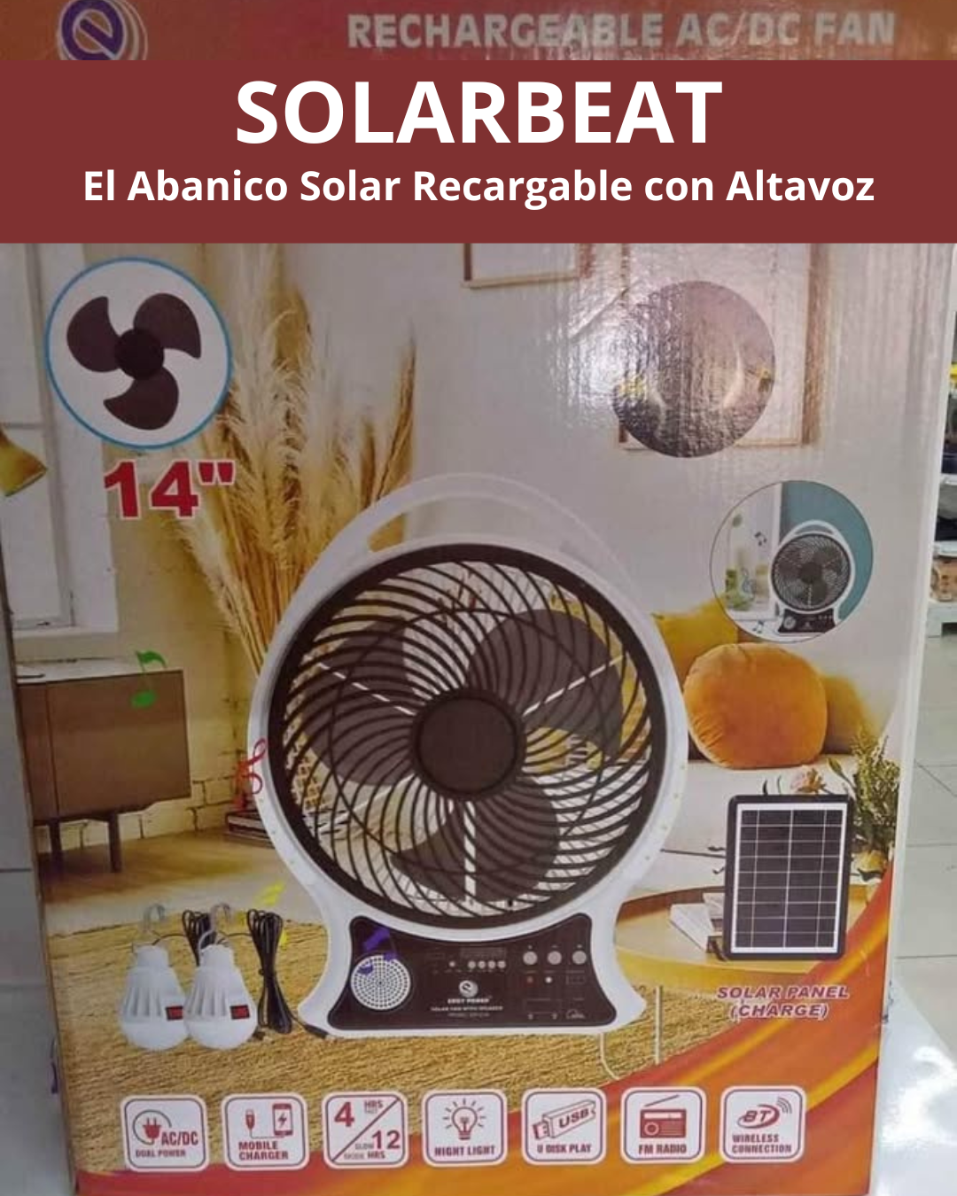 SolarBeat: El Abanico Solar Recargable con Altavoz